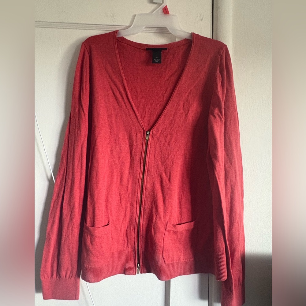 Lane Bryant Bold Red Zip-Up Cardigan